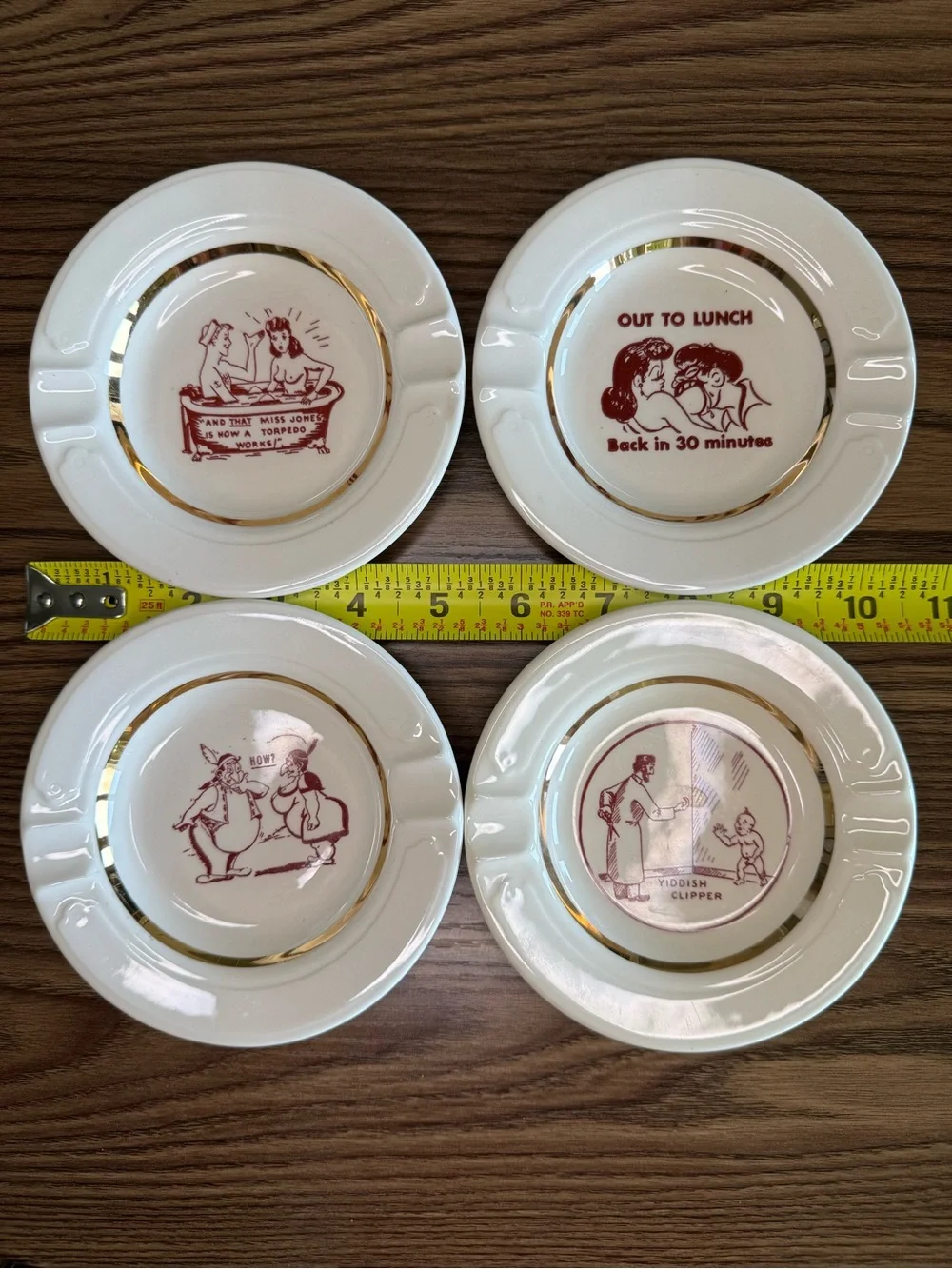 1940’s Risqué Adult Cartoon Trays Set of 4